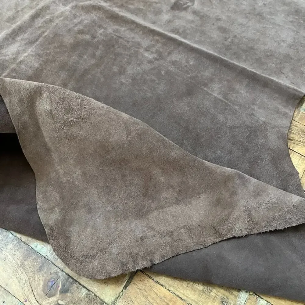 Genuine Cowhide Suede Leather Skin Organic Shape For Crafting or Upholstery